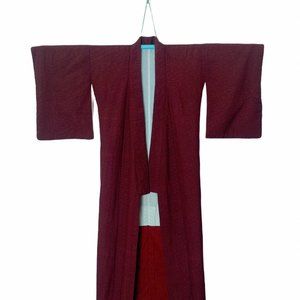 Authentic Vintage Japanese Kimono Yukata in Burgun